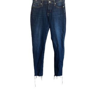 Banana‎ Republic Premium Denim Mid-Rise Skinny Jeans Raw Hem Dark Wash 27P